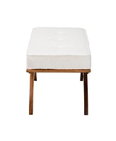 Baxton Studio Orella Japandi Cream Boucle Fabric and Walnut Brown Finished Wood Bench