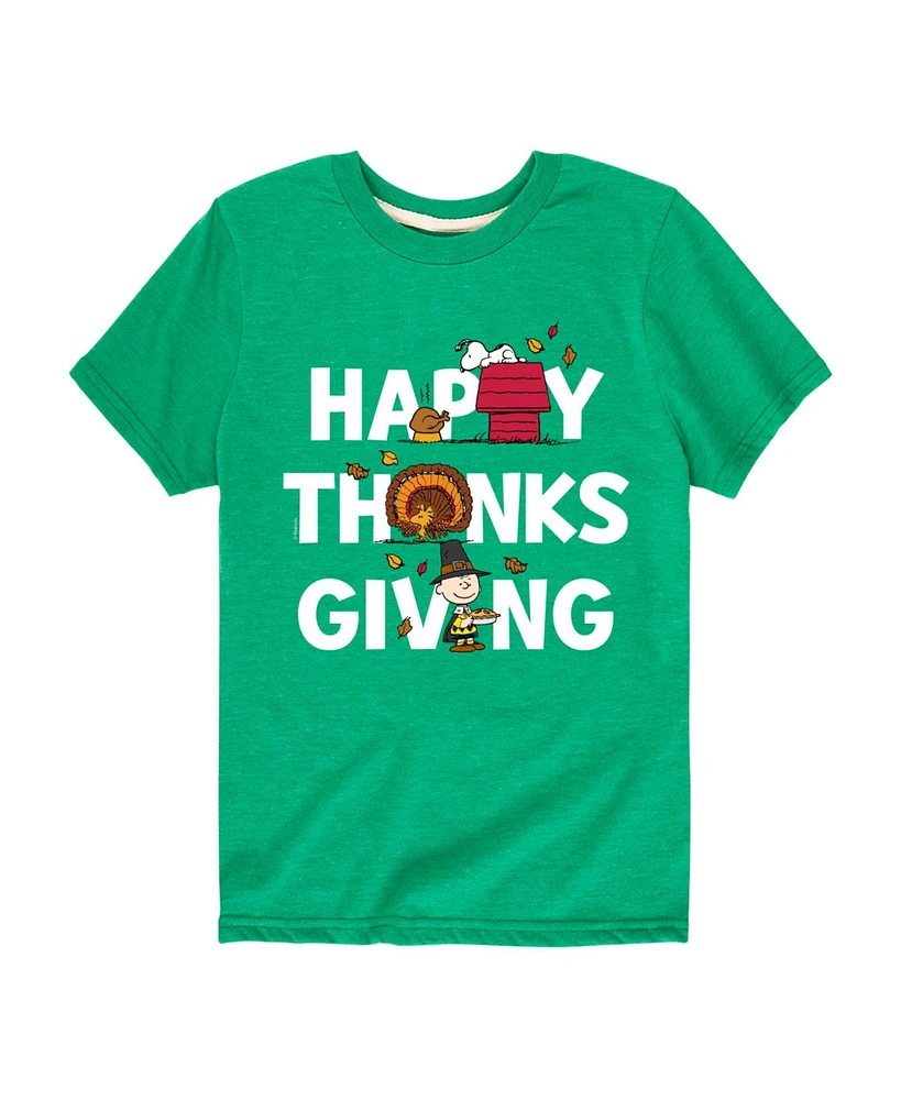 Hybrid Big Boys Peanuts Happy Thanksgiving Graphic Tee