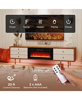 Sugift 36 Inches Electric Fireplace Heater Recessed with Led Strip Lights and Remote Control
