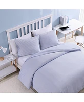 Poppy & Fritz Oxford Stripe Cotton Blue 2 Piece Duvet Cover Set-Twin