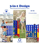 Gymax 2.5' 4-to-Score Giant Game Set Basketball Hoop & Ring Game Outdoor Indoor