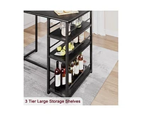 gaomon Dining Table Set for 2, Kitchen Table and Chairs with Wine Rack, Metal Frame Modern Bar Table Set with 2 Chairs