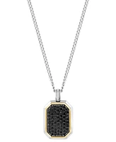 Effy Men's Black Spinel 22" Pendant Necklace (1-3/8 ct. t.w.) in Sterling Silver & 18k Gold-Plated Sterling Silver