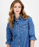 Tommy Jeans Women's Cotton Long-Sleeve Denim Shirtdress