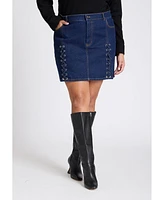 Eloquii Plus Size Laced Denim Mini Skirt