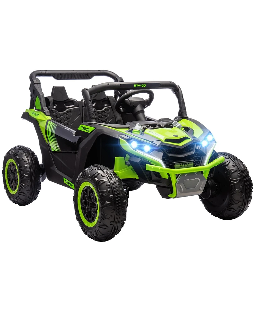 Qaba 24V 7AH Ride on Car, 2 Seater 4 Mph Utv w/ Music,