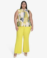 Dkny Plus Printed Twist-Neck Sleeveless Top