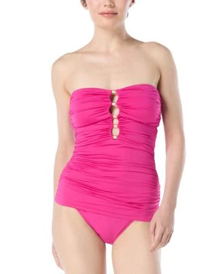 Carmen Marc Valvo Womens Shirred Tankini Top Bottoms