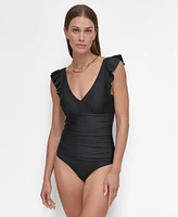 Dkny Women's Ruffled Underwire One-Piece Swimsuit