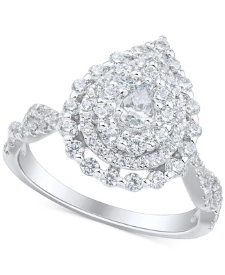 Diamond Pear Halo Engagement Ring (1 ct. t.w.) in 14K White Gold