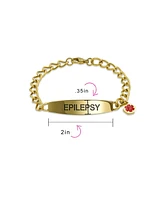 Bling Jewelry Epilepsy Medical Identification Medical Id Miami Cuban Link Chain Bracelet Gold 2 Tone Steel