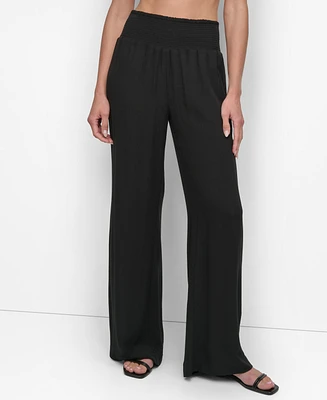 Dkny Women's Smocked-Waist Cover-Up Pull-On Pants