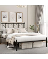 Sugift Full Size Platform Bed Frame with Sturdy Metal Slat Support