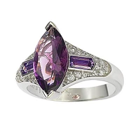 Suzy Levian Sterling Silver Purple Marquise Cubic Zirconia Ring