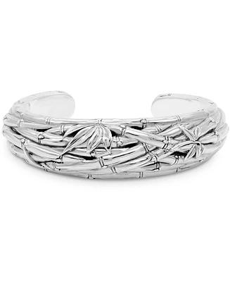 Devata Bali Bamboo Cuff Bracelet in Sterling Silver, Medium