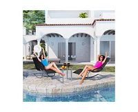 gaomon Outdoor Patio Chaise Lounge Set of 2, 3 Pieces Rocking Chairs with Arm, Headrests Side Table