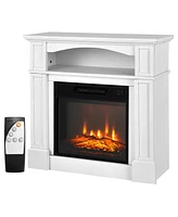 Skonyon 18 Inch 1400W Electric Tv Stand Fireplace with Shelf