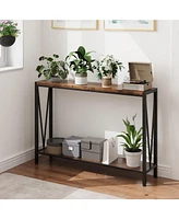 gaomon Console Table, 43.0" Entryway Table with Storage, Industrial Sofa Table with V Design