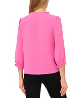 CeCe Women's Ruffled Button-Front 3/4-Sleeve Blouse