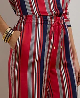 Lauren Ralph Petite Striped Satin Charmeuse Wide-Leg Pants