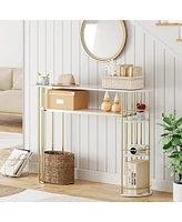 gaomon Console Table Gold Sofa Tables Narrow Entryway Table with Storage and Shelves