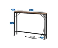 gaomon Slim Console Table with Built-In Outlets, Narrow Console Table for Small Spaces