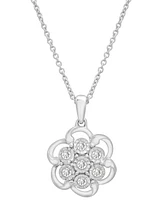 2-Pc. Set Diamond Flower Pendant Necklace & Matching Stud Earrings (1/4 ct. t.w.) in Sterling Silver, Exclusively at Macy's
