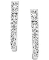 Diamond Elongated Hoop Earrings (1 ct. t.w.) in Sterling Silver, Exclusively at Macy's