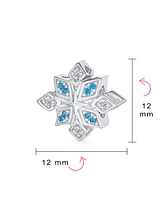 Bling Jewelry Aqua Ice Blue Snowflake Christmas Charm Bead with Crystals for Bracelet