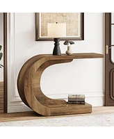 Tribesigns 43.3" C-Shaped Console Table, Mid-Century Modern Wood Entryway Hallway Table, Heavy-Duty Entry Accent Table for Hall, Living Room, Entrance