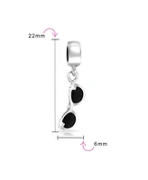 Bling Jewelry Black Movie Star Sunglasses Glass Charm Bead Bracelets