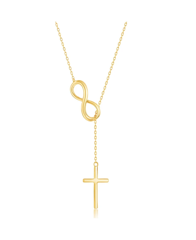 Simona Sterling Silver Infinity & Cross Lariat Necklace