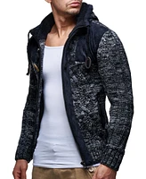 Leif Nelson Men's Cable Knit Hooded Cardigan Jacket