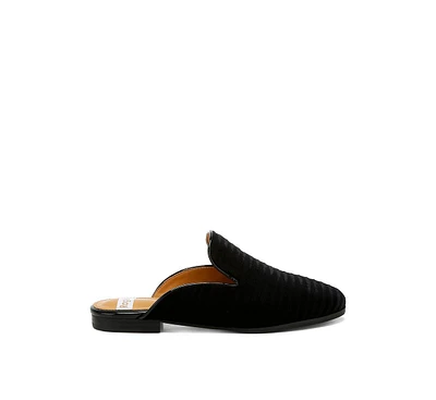 Rag & Co Ouzini Velvet Textured Slip On Mules