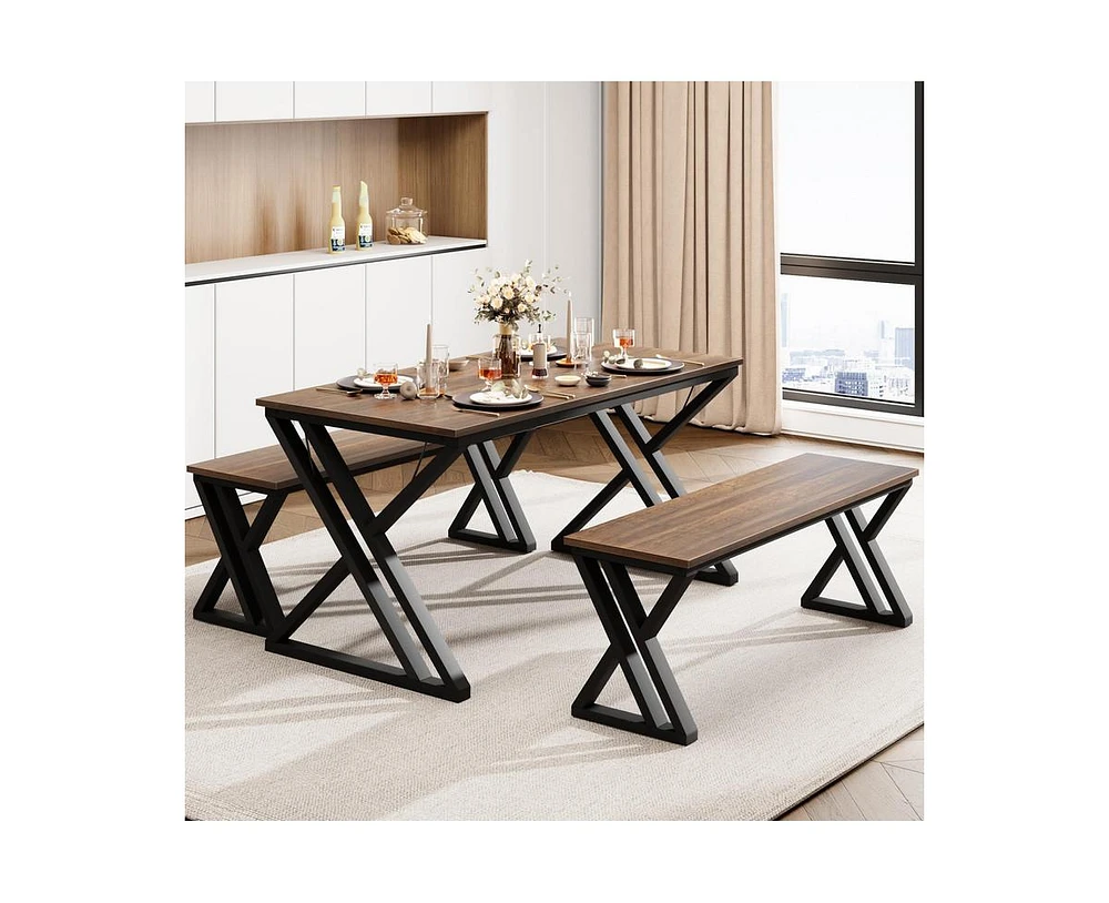 gaomon 55" Dining Table Bench Set for 4