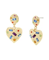 Steve Madden Faux Stone Gem Heart Drop Earrings