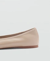 Mango Women's Bow Detail Leather Ballet Flats