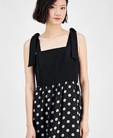 Anne Klein Women's Polka-Dot Tie-Strap Midi Dress