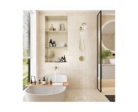 3-Function Dual Shower Head and Handheld with Bathtub Spout Rough in-valve