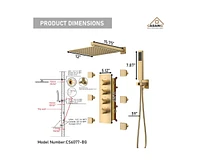 Casainc 12 Inch Thermostatic Wall Mounted Rainfall Shower System with Rough-in Valve