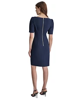 Dkny Women's Ruched Puff-Sleeve Jewel-Neck Dress