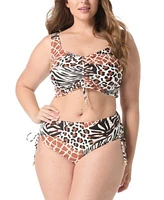 Coco Reef Womens Elevate Printed Ruched Underwire Bikini Top Inspire Printed Bikini Bottoms