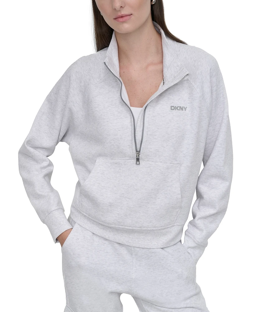 Dkny Sport Women's Studded-Logo Half-Zip Sweatshirt