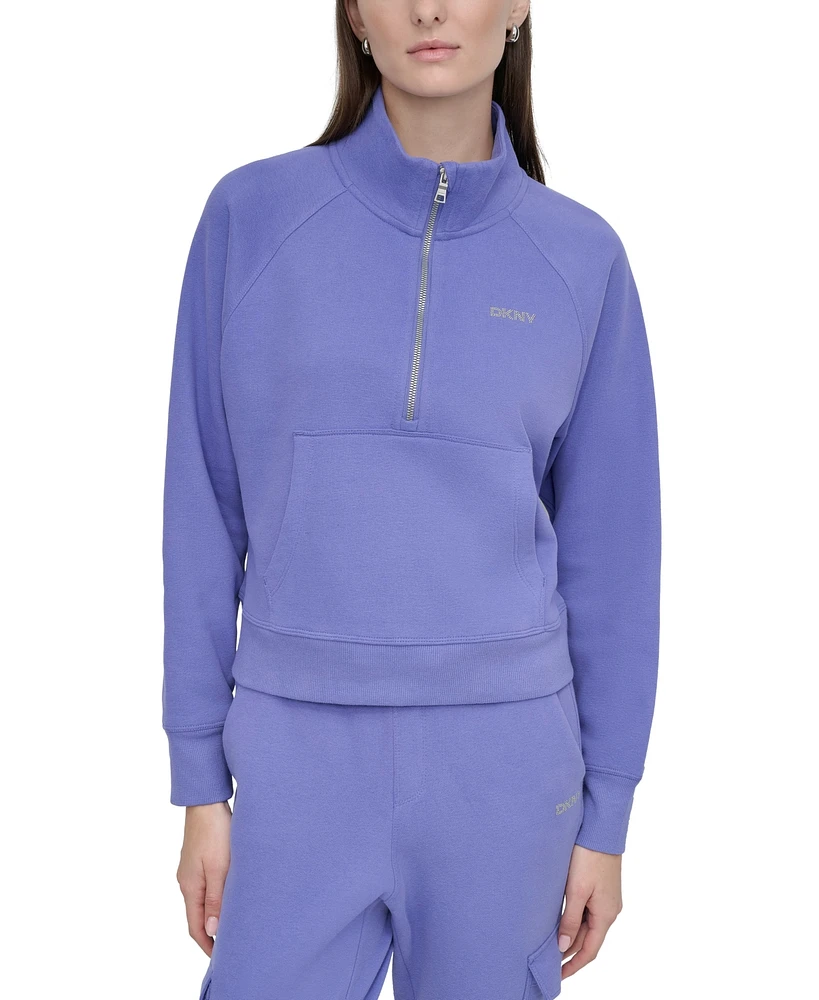 Dkny Sport Women's Studded-Logo Half-Zip Sweatshirt