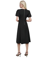 Dkny Women's Bubble-Sleeve Scuba-Crepe Midi Dress