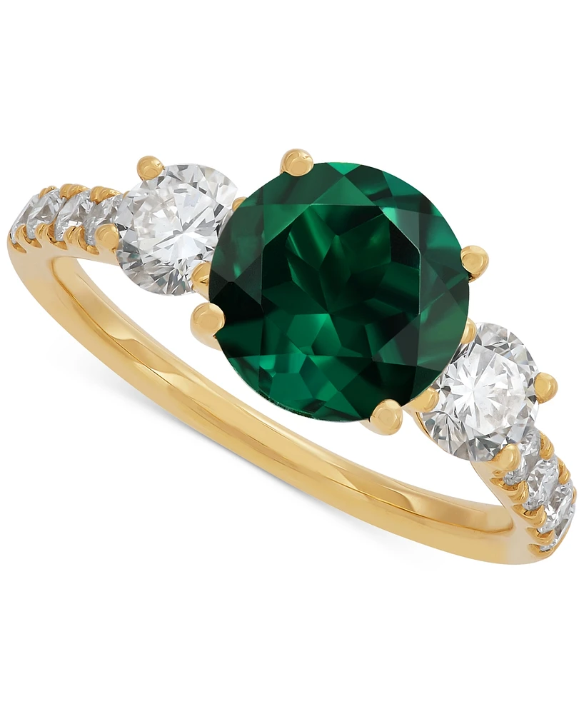 Grown With Love Lab Ruby (3 ct. t.w.) & Diamond (1 Ring 14k Gold (Also Emerald Sapphire)