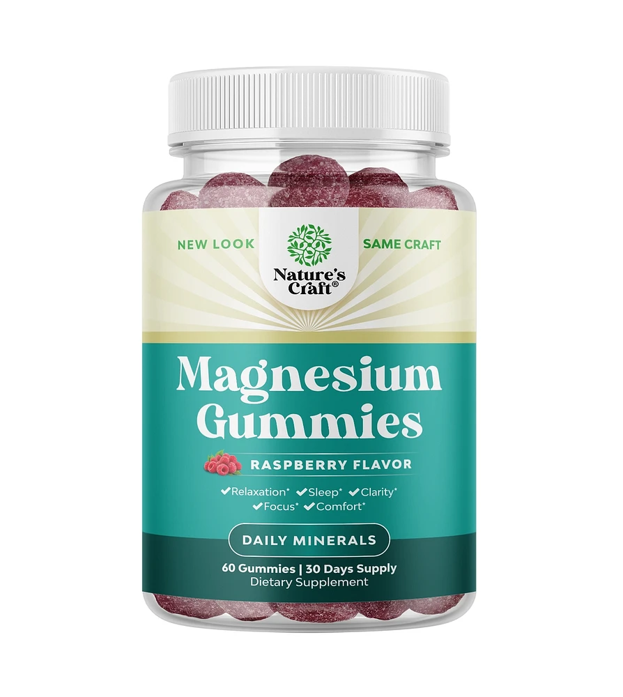 Nature's Craft Magnesium Gummies, Sleep & Relaxation Support Gummies, Rasperry Flavor, Nature's Craft, 60ct