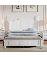 Slickblue Full Size Wood Platform Bed Frame Retro Style Platform Bed with Wooden Slat Support