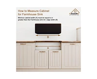 Casainc Fireclay 30" Farmhouse Apron Kitchen Sink with Grid and Strainers