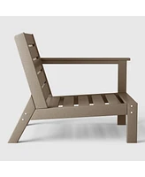 WestinTrends Outdoor Patio Hdpe Right Arm Facing Sectional Weathered Wood Corner Club Chair with Patio Cushions